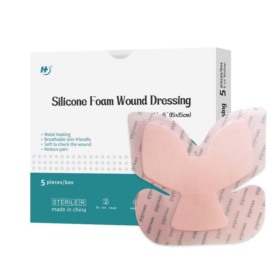 Bordered Silicone Foam Dressing Adhesive Hydrocellular Dressing For Heel
